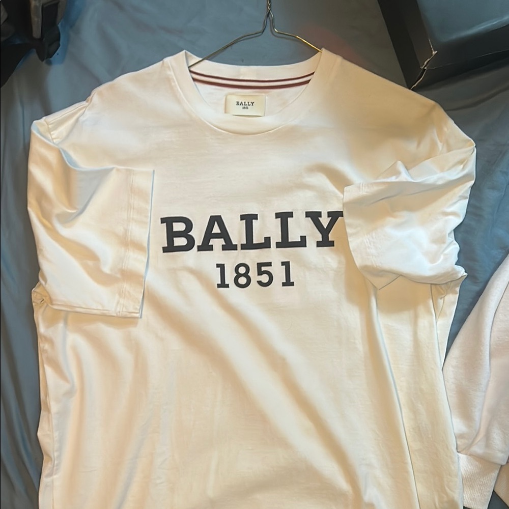 Bally White Tee with Bold Print